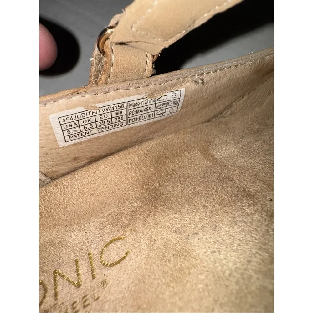 Vionic Judith Women's Beige Suede Mary Jane Flats Comfort Ortha Heel Shoes 8.5